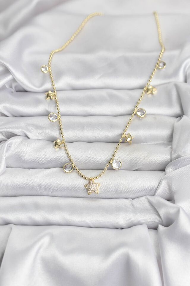 Pirinç Gold Renk Yıldız Model Kadın Kolye