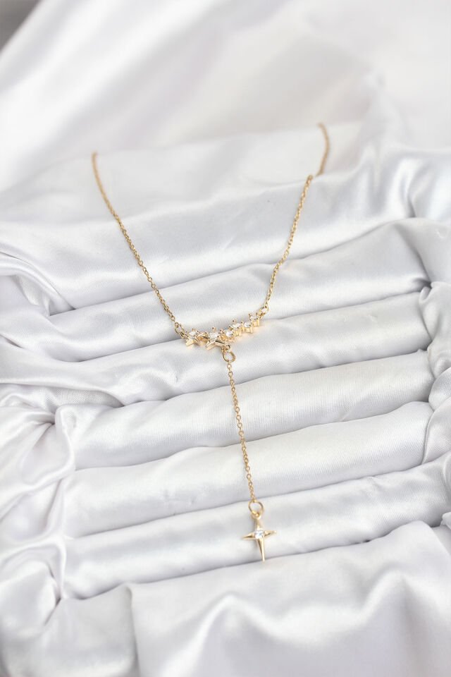 316L Çelik Zincir Gold Renk Yıldız Model Y Kadın Kolye