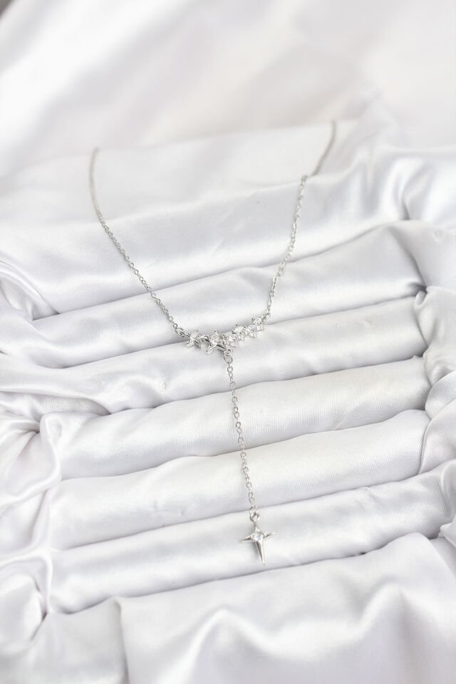 316L Çelik Zincir Gümüş Renk Yıldız Model Y Kadın Kolye