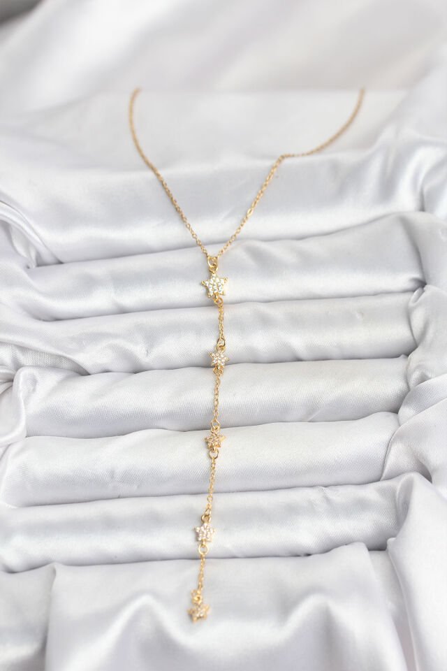 316L Çelik Zincir Gold Renkli Yıldız Model Kadın Y Kolye