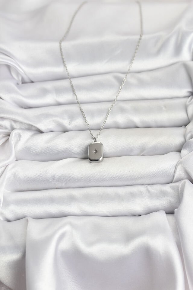 316L Çelik Zincir Gümüş Renk Minimal Kutup Yıldızı Model Kadın Kolye