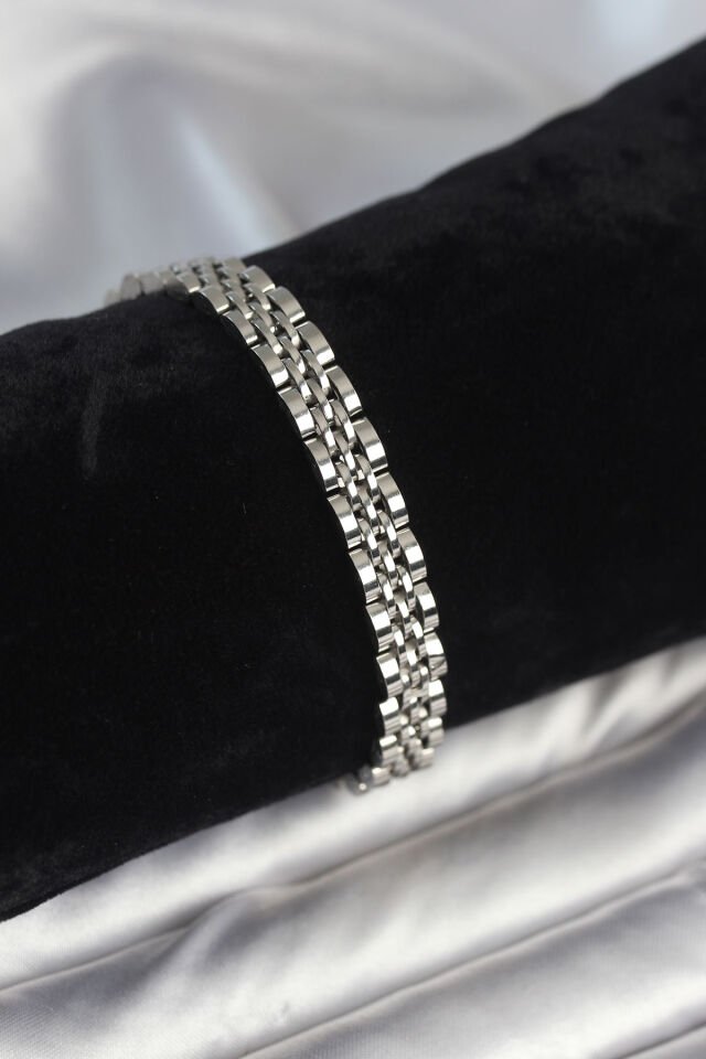 316L Çelik 7 mm Kalınlıkta Gümüş Renkli Erkek Bileklik