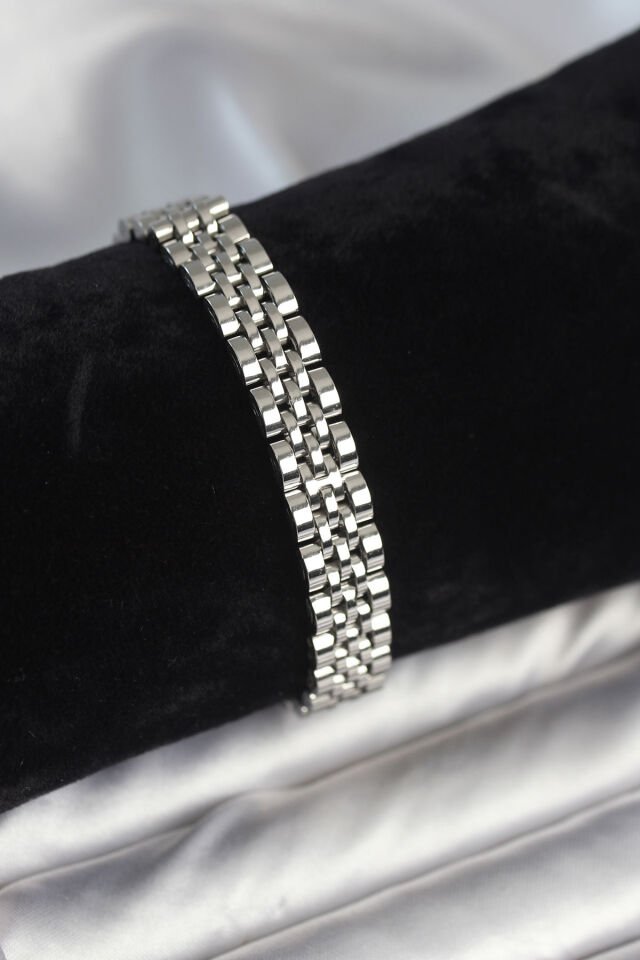 316L Çelik 9 mm Kalınlıkta Gümüş Renkli Erkek Bileklik