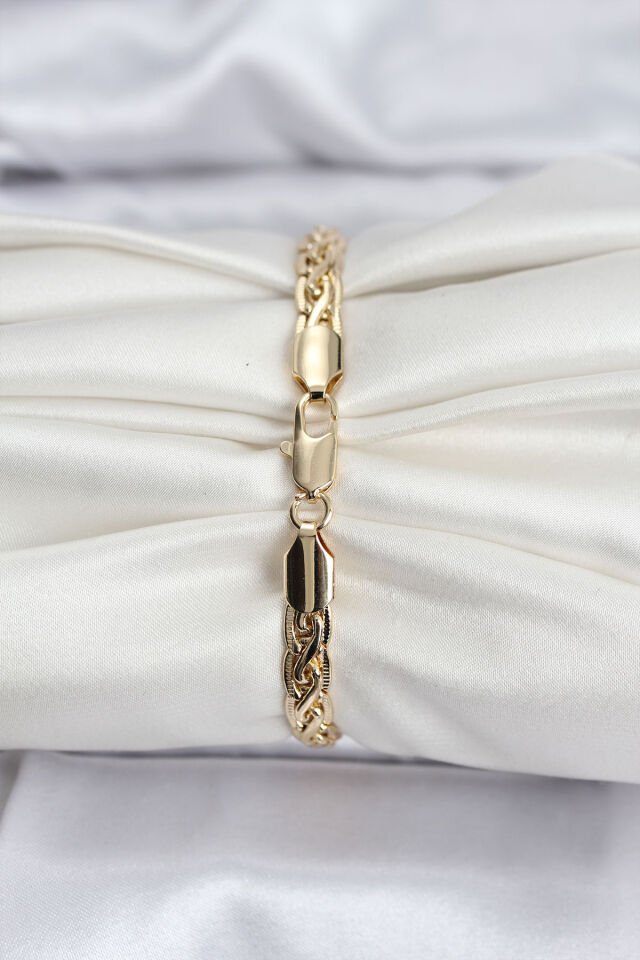 14K Gold Renk Kaplama Lazer Zincir Model CM Kadın Bileklik