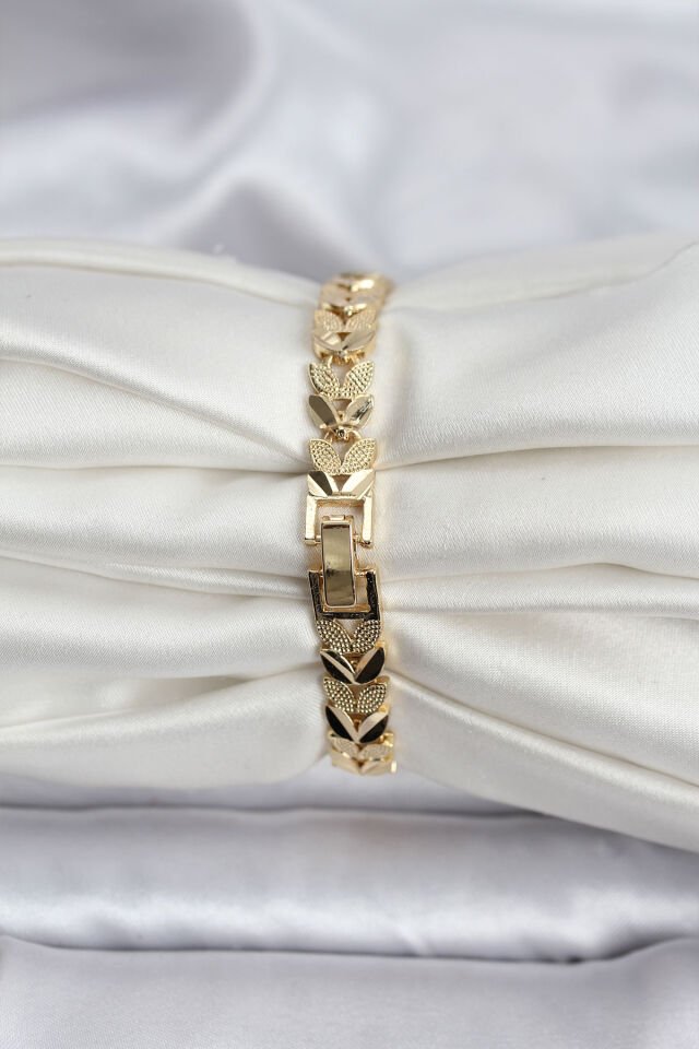 14K Gold Renk Kaplama Başak Model CM Kadın Bileklik