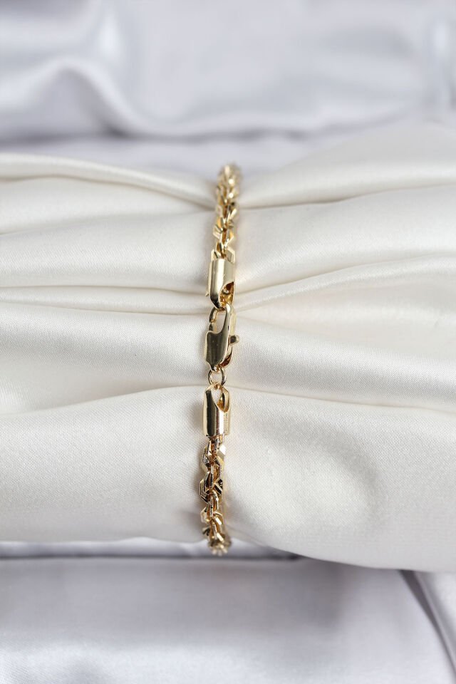 14K Gold Renk Kaplama Burgu Zincir Model CM Kadın Bileklik