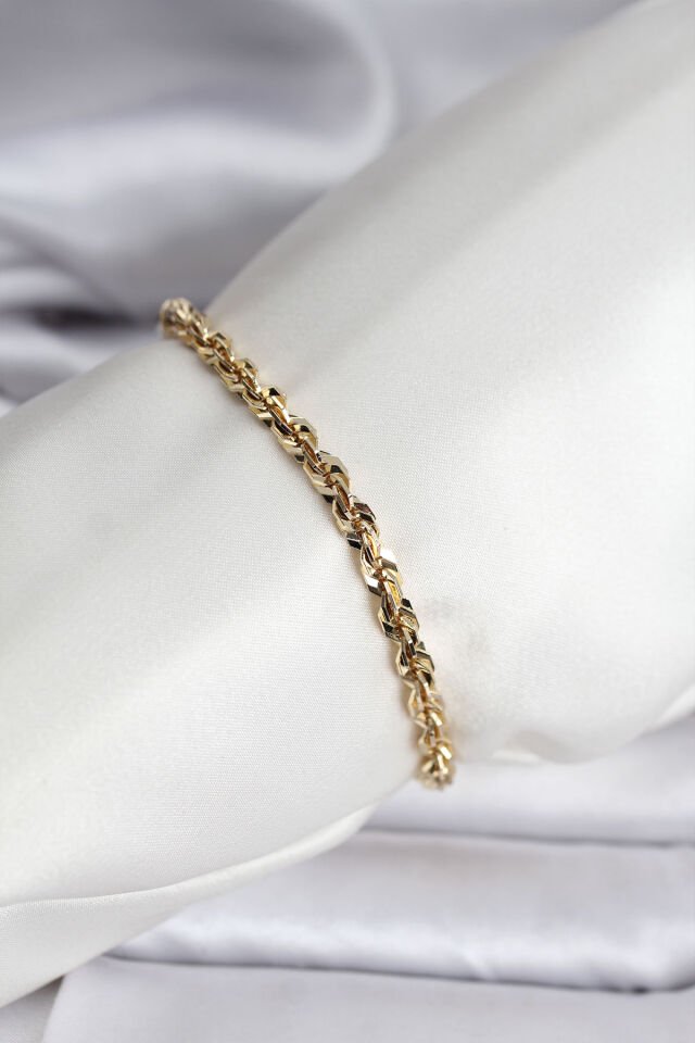 14K Gold Renk Kaplama Burgu Zincir Model CM Kadın Bileklik