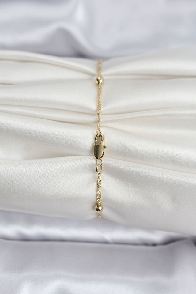 14K Gold Renk Kaplama Topçuklu Model CM Kadın Bileklik