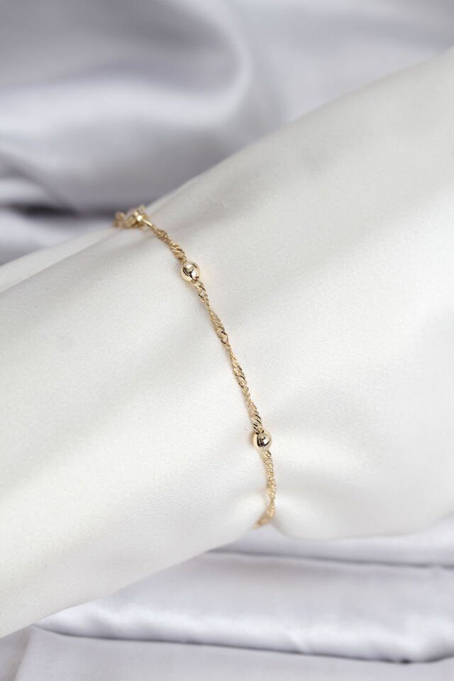 14K Gold Renk Kaplama Topçuklu Model CM Kadın Bileklik