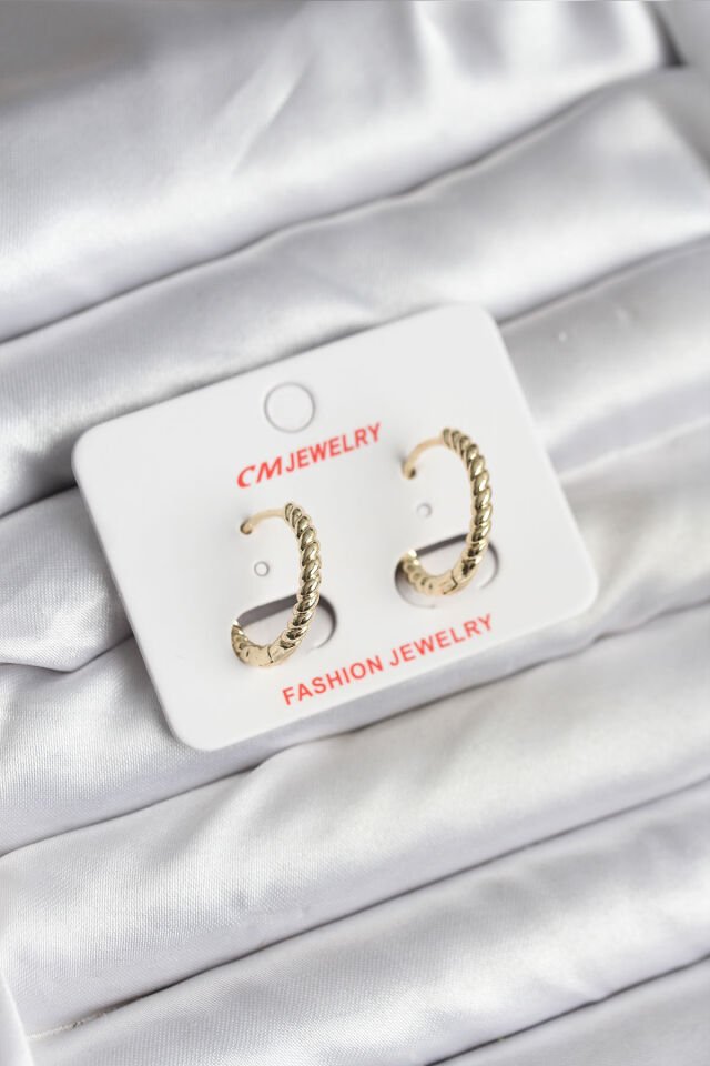 14K Gold Renk Kaplama Burgu Halka CM Kadın Küpe