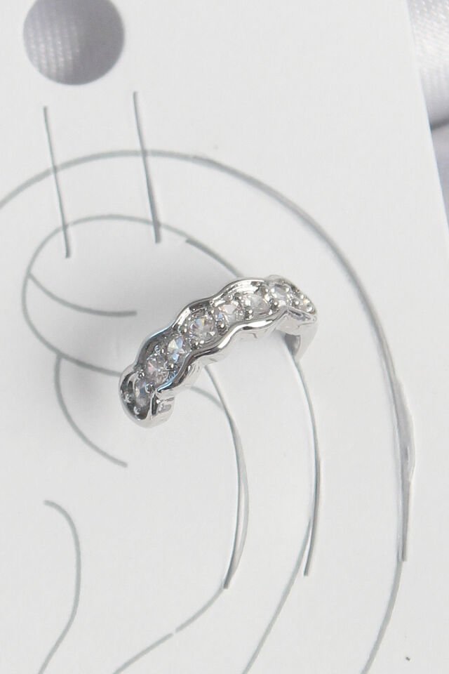 Pirinç Gümüş Renk Zirkon Taşlı Kıkırdak Model Kadın Küpe