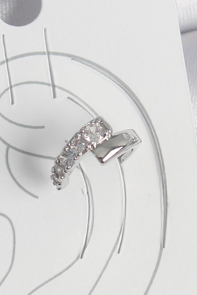 Pirinç Gümüş Renk Zirkon Taşlı Kadın Kıkırdak Küpe