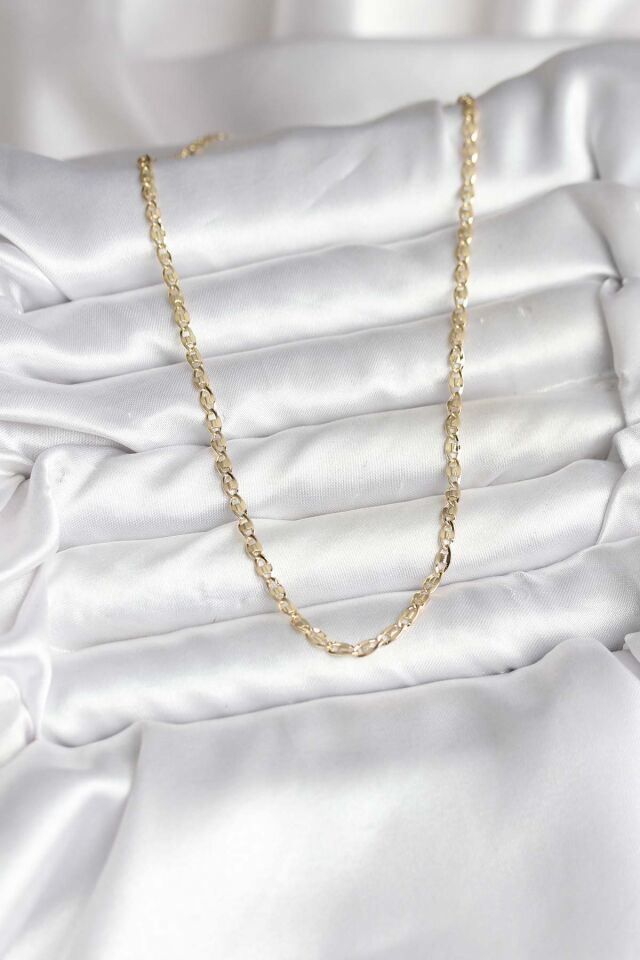 14K Gold Renk Kaplama Ezme Plaka Model CM Kadın Kolye