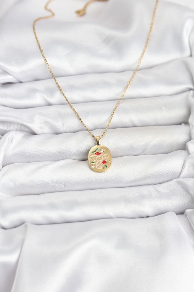 316L Çelik Zincir Gold Renk Fil Figürlü Kadın Kolye