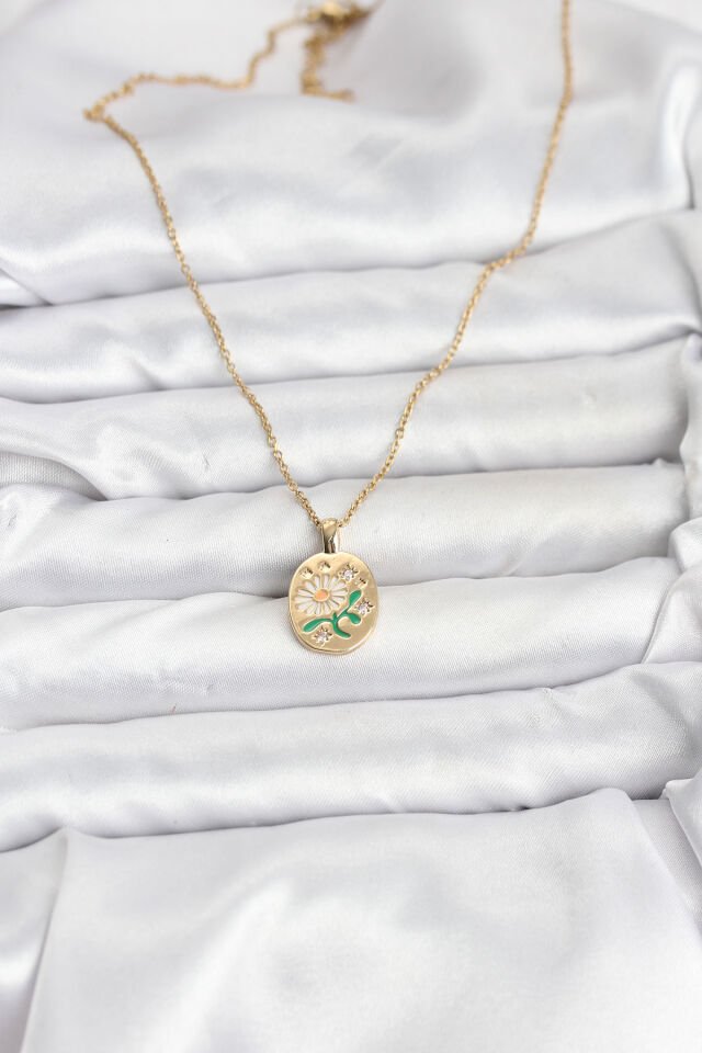 316L Çelik Zincir Papatya Figürlü Kadın Kolye