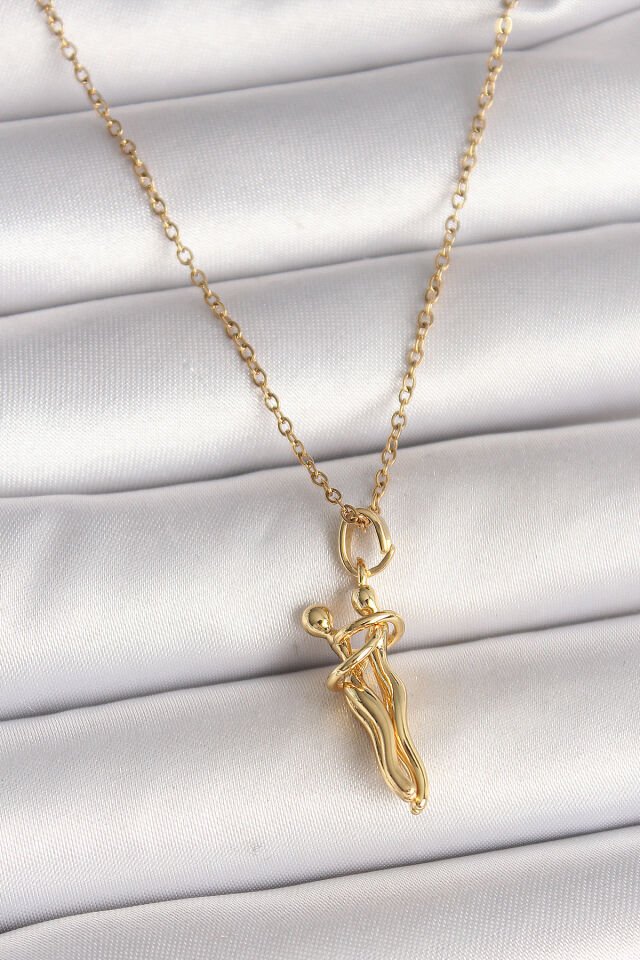 316L Çelik Gold Renk Zincir Sarılma Model Kadın Kolye