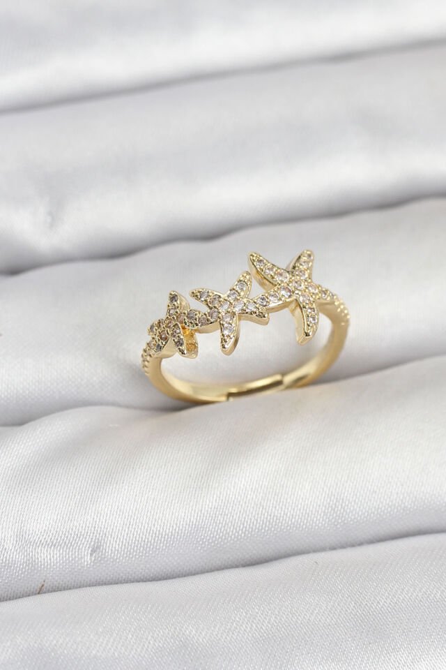 Pirinç Yıldız Model Gold Renk Kadın Yüzük