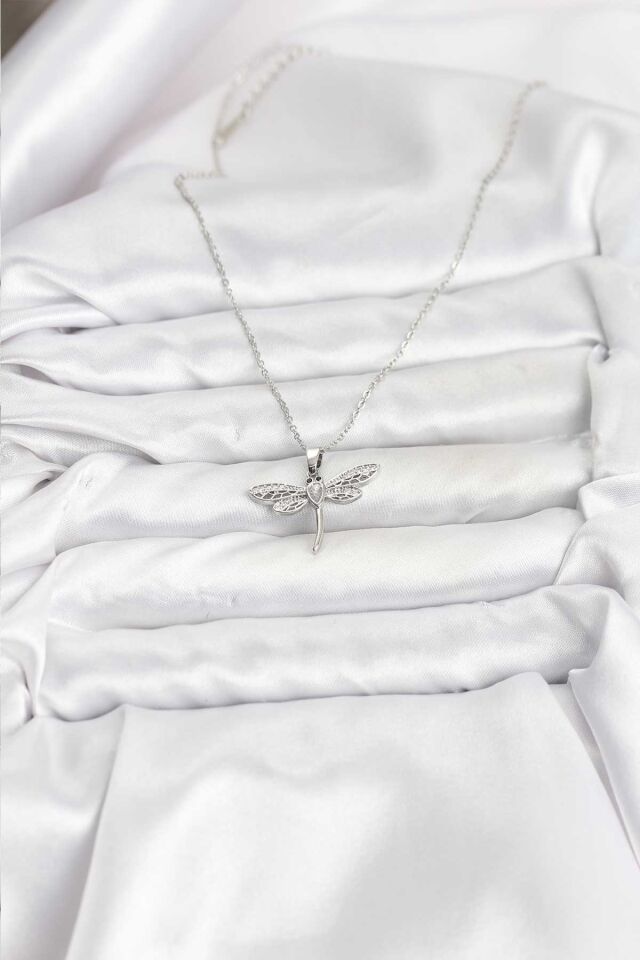 316L Çelik Zincir Gümüş Renk Yusufçuk Model Kadın Kolye