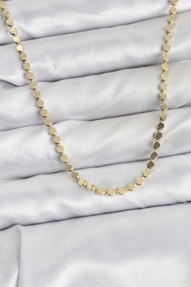 316L Çelik Zincir Gold Renk Ezme Zincir Model 65 cm Kadın Kolye