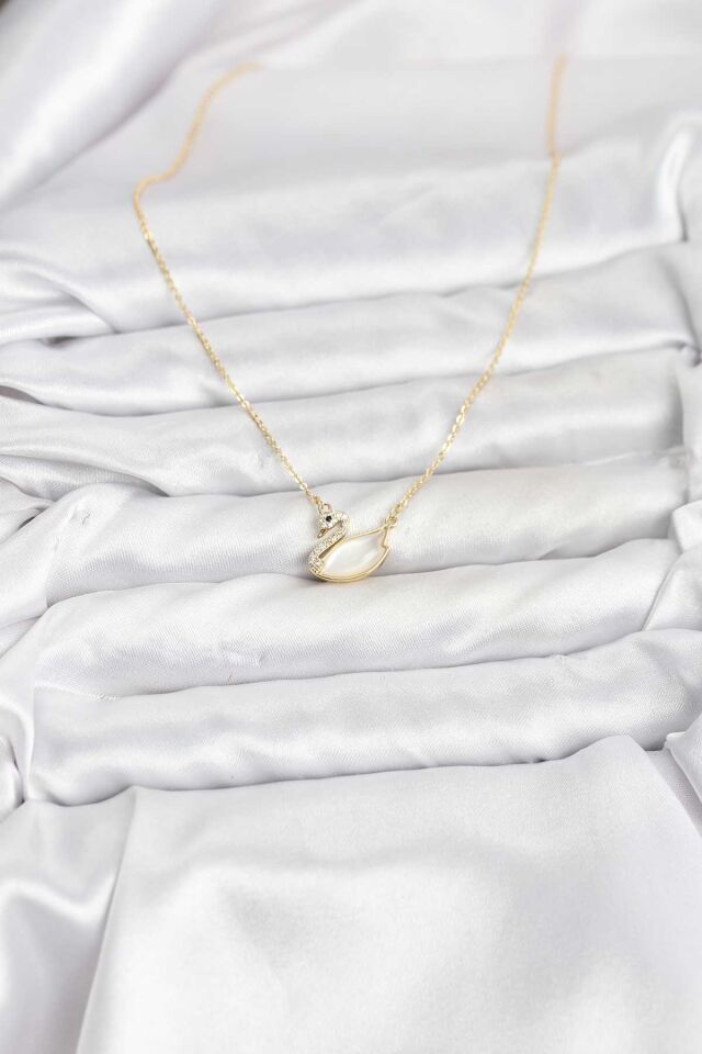 Pirinç Gold Renk Kuğu Model Kadın Kolye