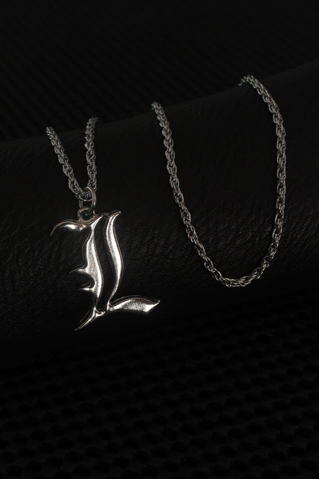 Gümüş Renk L Harf Erkek Kolye