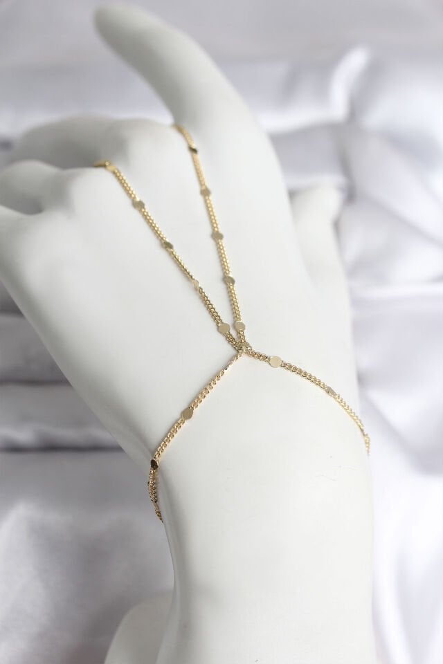 316L Çelik Gold Renk Parçalı Ezme Zincir Model Kadın Şahmeran