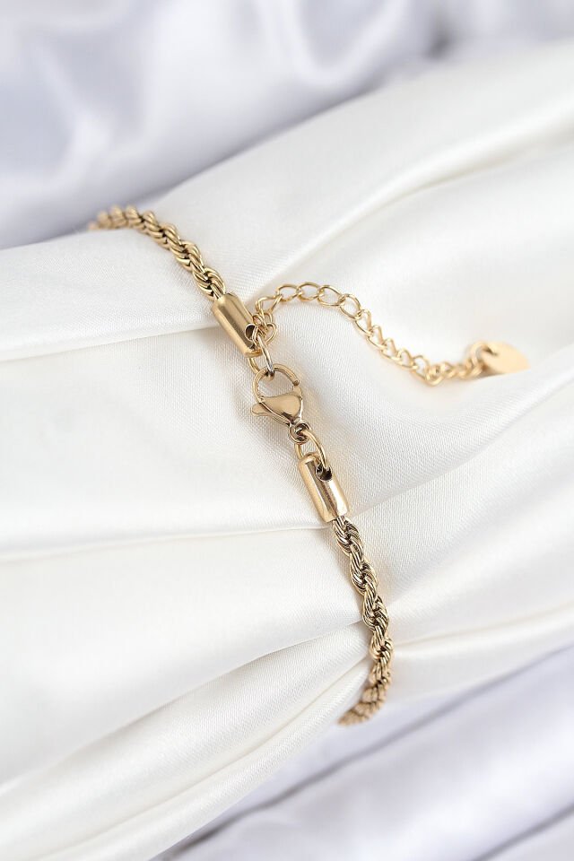 316L Çelik Nazar Boncuğu Detaylı Yaşam Çiçeği Model Gold Renk Kadın Bileklik