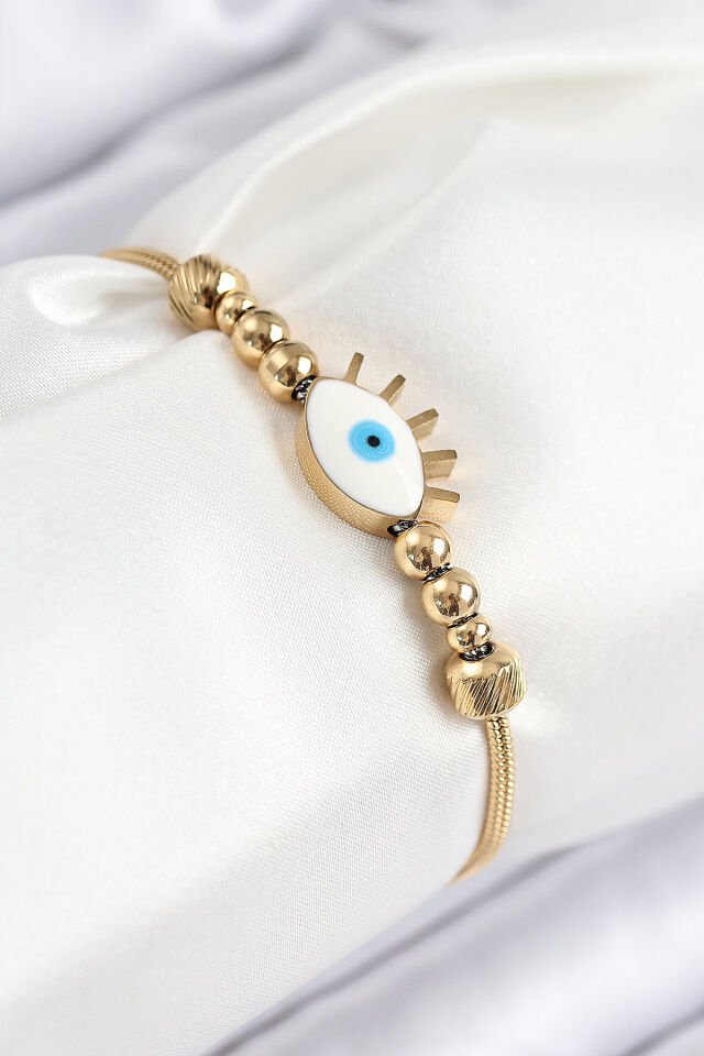 316L Çelik Göz Charm Model Gold Renk Kadın Bileklik