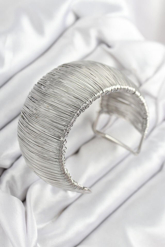 Pirinç Tel Sarma Model Gümüş Renk Kadın Bileklilk