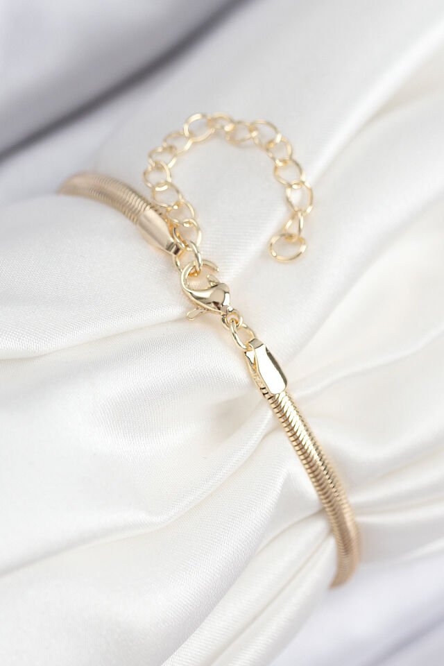 Pirinç Zirkon Taşlı Kalp Model Gold Renk Kadın Bileklik