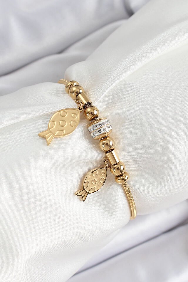 316L Çelik Gold Renk Balık Model Kadın Bileklik