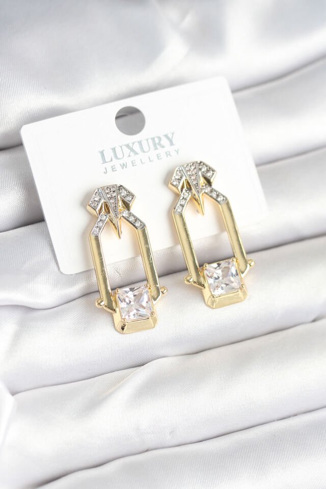 Pirinç Gold Renk Vintage Kadın Küpe