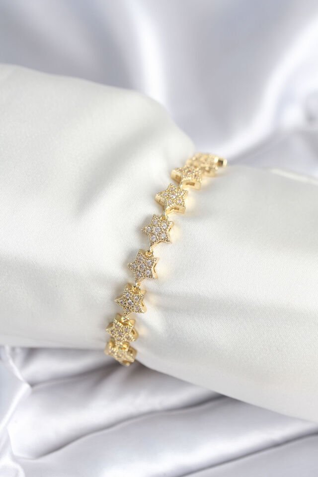 Pirinç Gold Renk Yıldız Model Kadın Bileklik