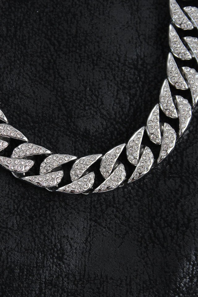 Pirinç Zirkon Taşlı Cuba Gurmet Model Gümüş Renk Erkek Kolye