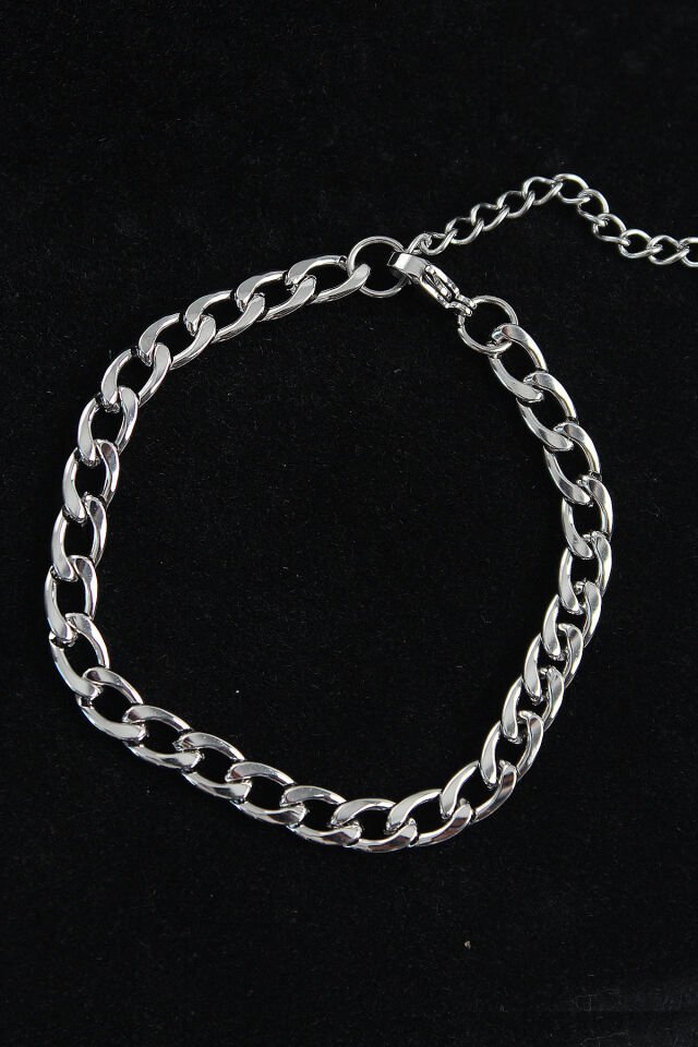 316L Çelik Kalın Klasik Model Gümüş Renk Erkek Bileklik