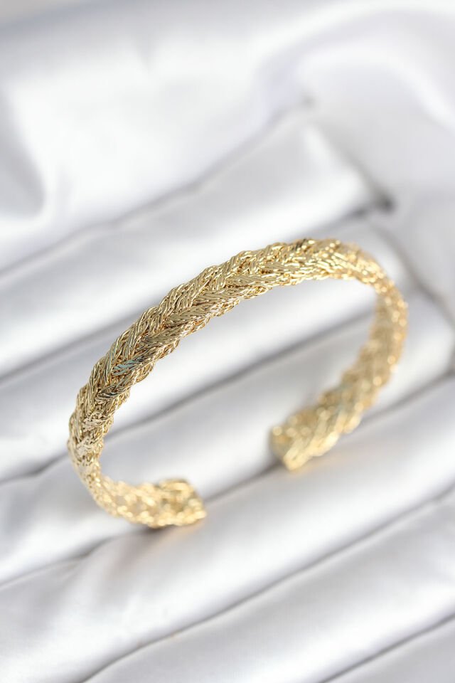 Ezme Zincir Model Gold Renk Kadın Bileklik