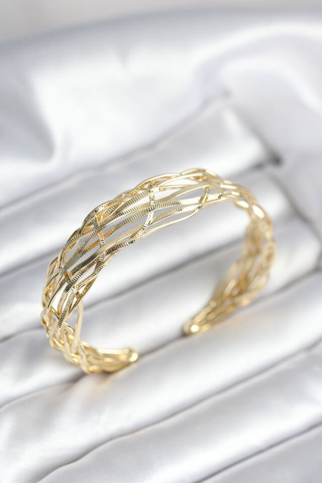 Gold Renk Pirinç Vintage Kadın Bileklik