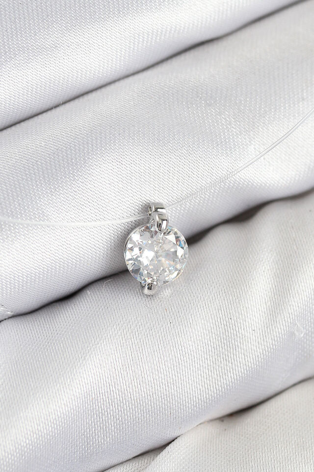 Misineli Zirkon Taşlı Model Gümüş Renk Hayalet Kolye