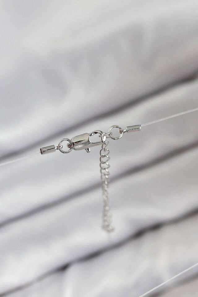 Misineli Zirkon Taşlı Model Gümüş Renk Hayalet Kolye