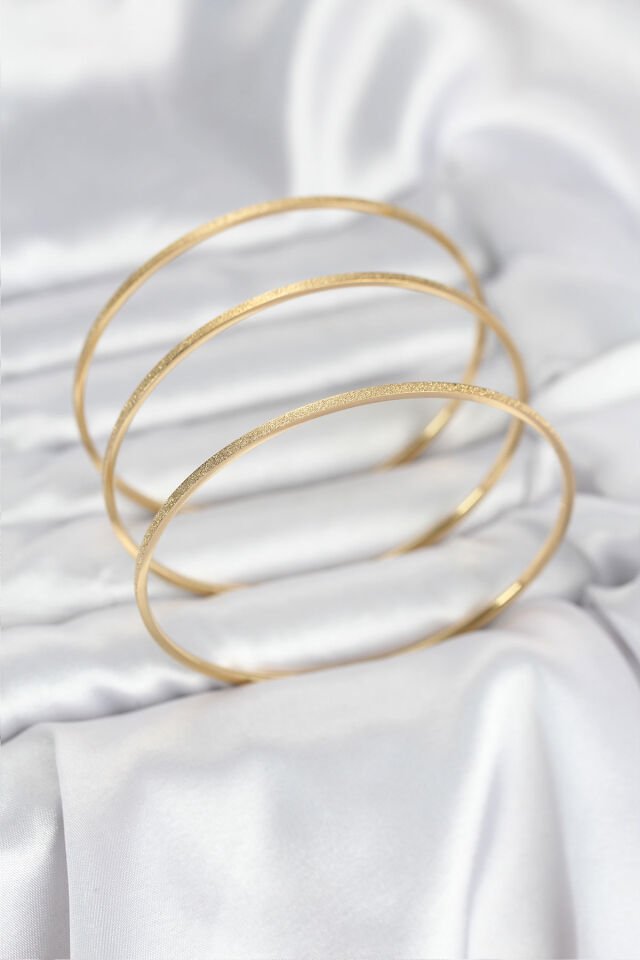 316L Çelik Gold Renk Simli Model Ajda 65 mm Kadın Bileklik