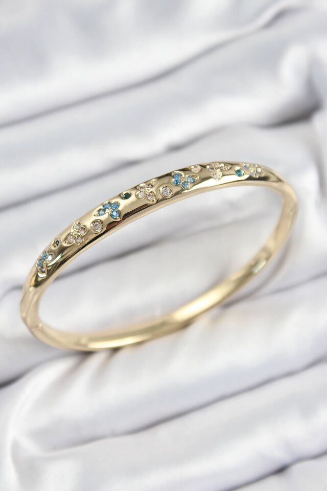 Pirinç Zirkon Taşlı Kelebek Model Gold Renk Kadın Kelepçe