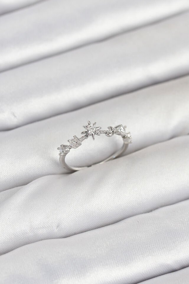 Pirinç Gümüş Renk Manifest Kadın Yüzük