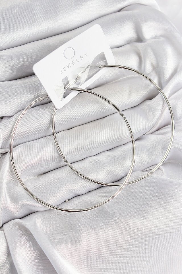 Pirinç Halka Model Gümüş Renk Kadın Küpe